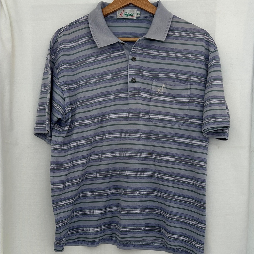 Australian by L'Alpina Striped Polo Shirt - Gray and Blue